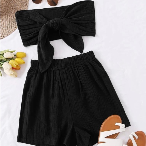Solid Knot Tube Top and Shorts Set